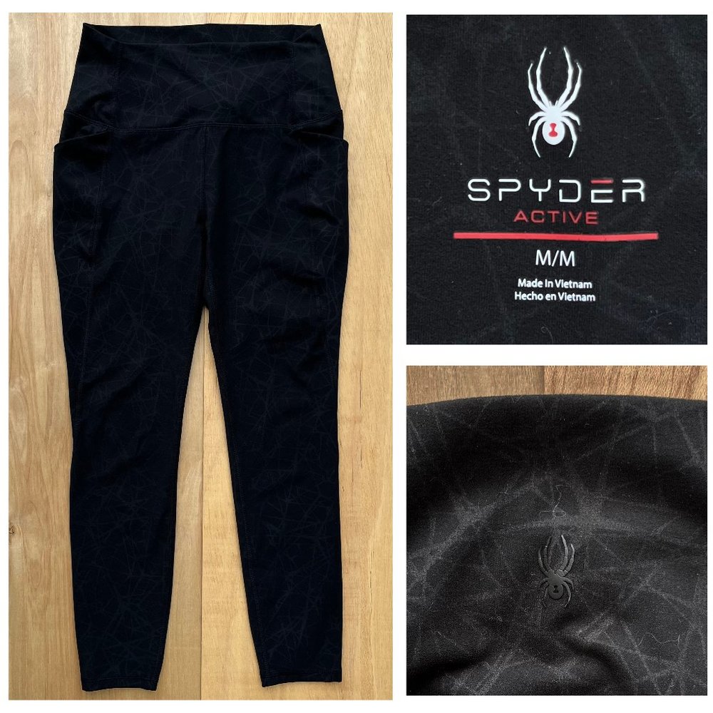 SPYDER ACTIVE Women’s Black Compression Yoga Gym Activewear Leggings sz M